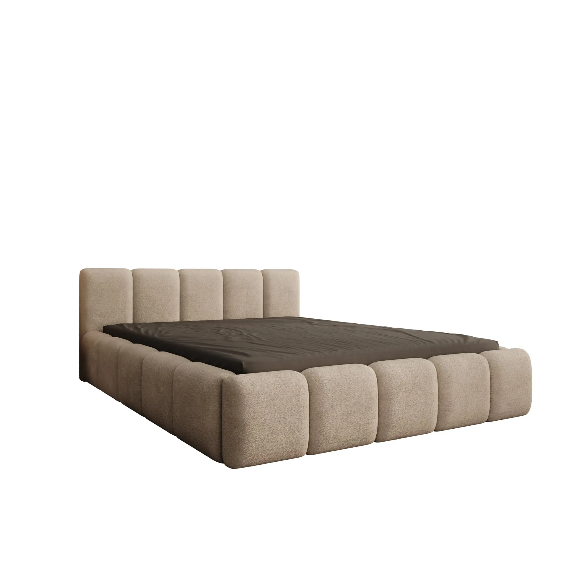 Karisma - Tweepersoonsbed met opbergruimte - Teddystof beige - 140x200