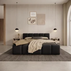 Karisma - Tweepersoonsbed met opbergruimte - Zwart velvet - 140x200 cm