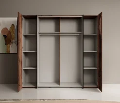 Kassel - Kledingkast met schuifdeuren - Old wood/grijs - 200x191x62 cm