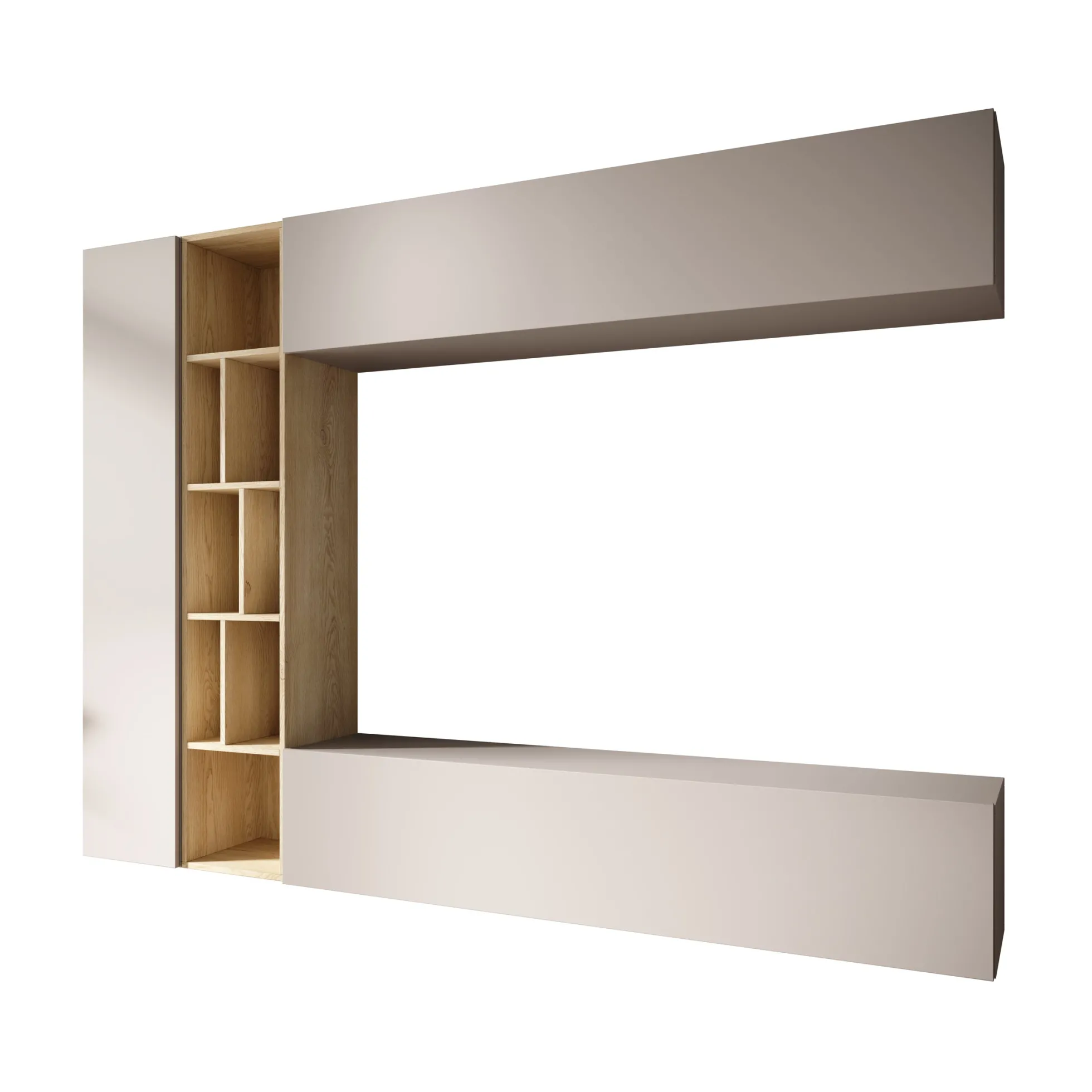 Kastila - Wandmeubel - Beige/Eikenpatroon - 224x33x160 cm