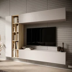 Kastila - Wandmeubel - Beige/Eikenpatroon - 224x33x160 cm