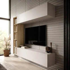 Kastila - Wandmeubel - Beige/Eikenpatroon - 224x33x160 cm