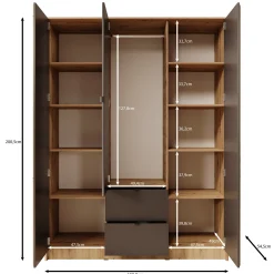 Kavalli - Kledingkast 3-deurs - Eikenpatroon - 151x55x201 cm