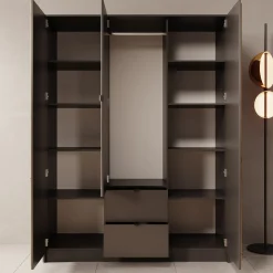 Kavalli - Kledingkast 3-deurs - Zwart - 151x55x201 cm