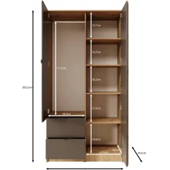 Kavalli - Kledingkast met 2 deuren - Zwart - 102x55x201 cm