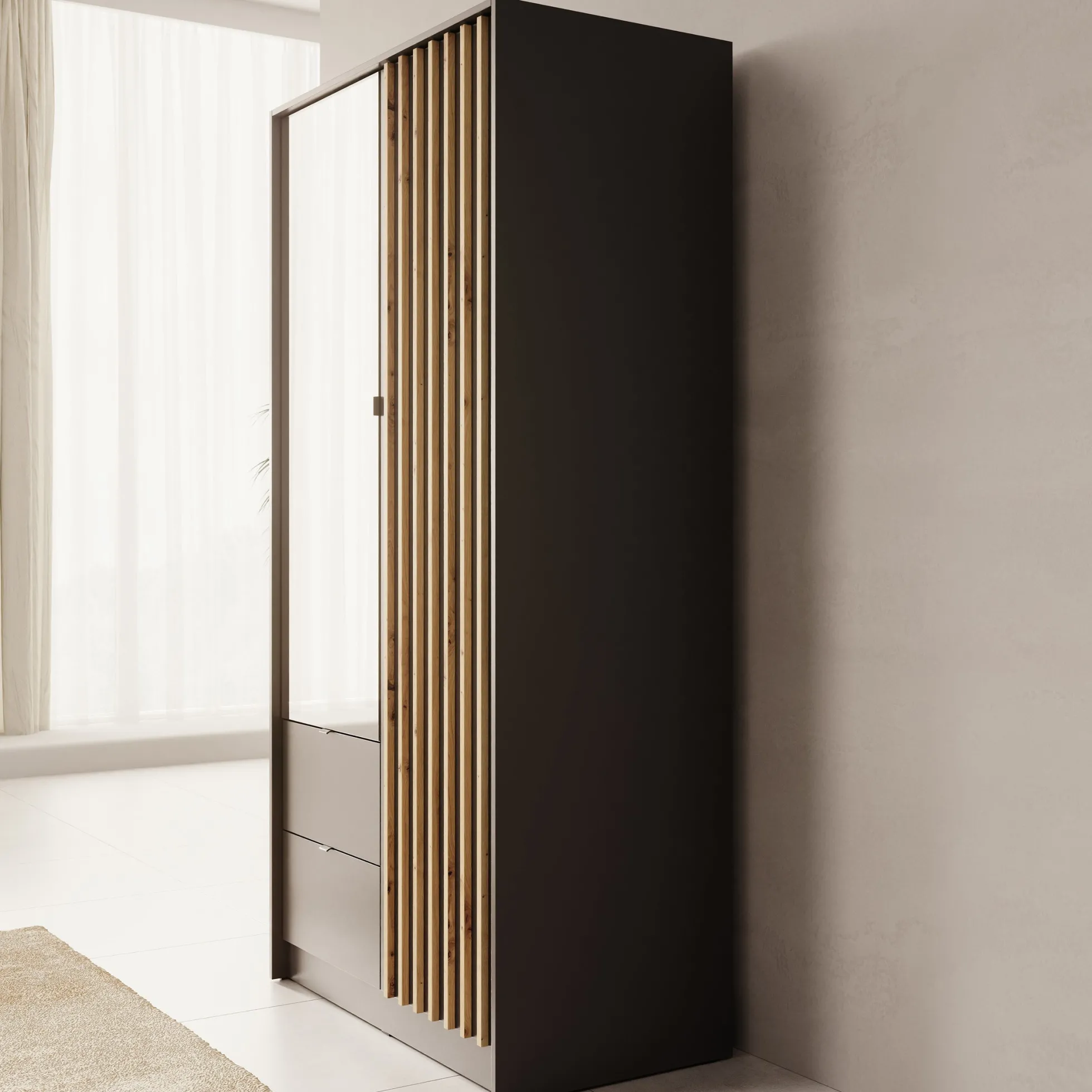 Kavalli - Kledingkast met 2 deuren - Zwart - 102x55x201 cm