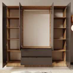 Kavalli - Kledingkast met 4 deuren - Eikenpatroon - 200x55x201 cm
