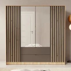 Kavalli - Kledingkast met 4 deuren - Eikenpatroon - 200x55x201 cm