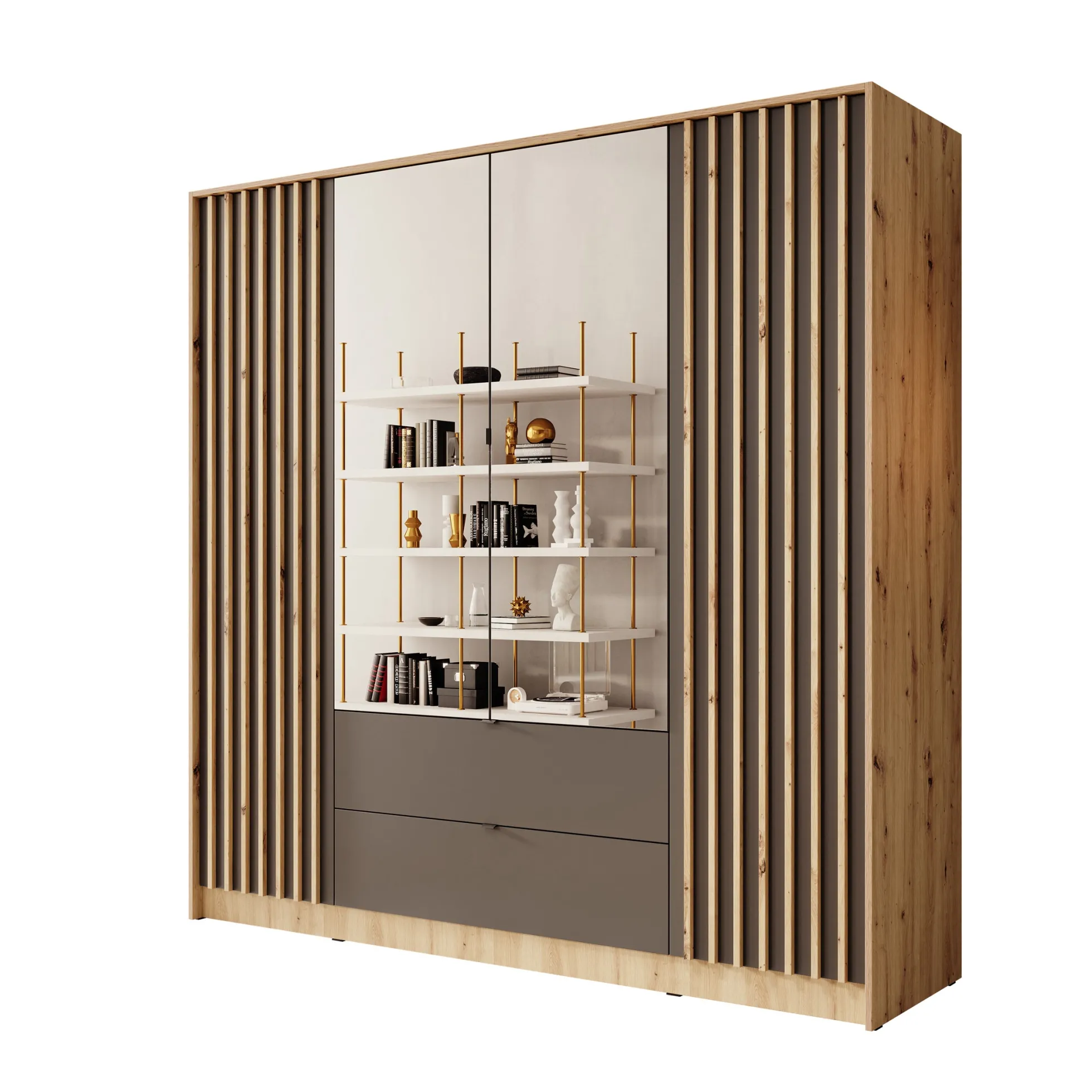 Kavalli - Kledingkast met 4 deuren - Eikenpatroon - 200x55x201 cm