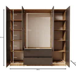Kavalli - Kledingkast met 4 deuren - Eikenpatroon - 200x55x201 cm