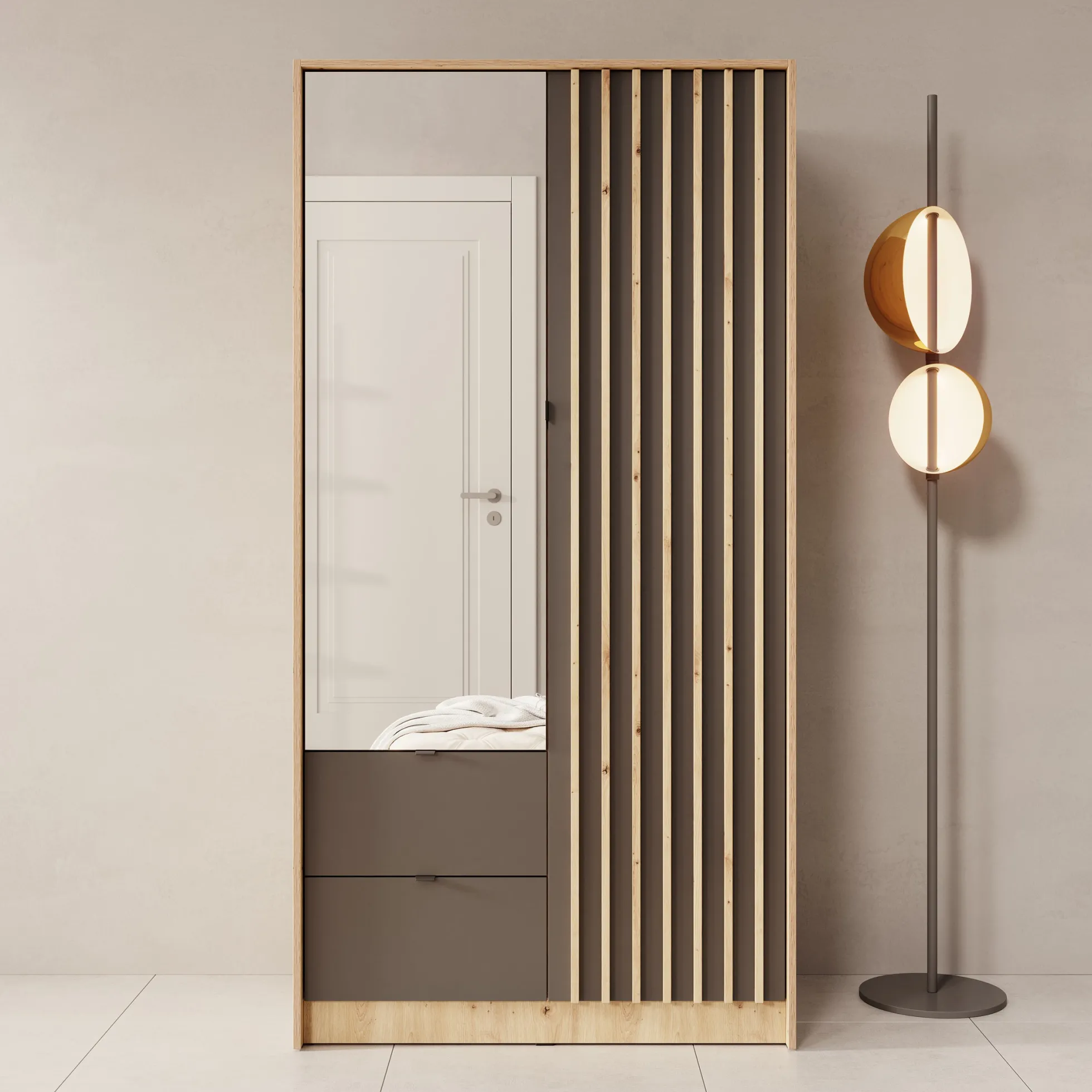 Kavalli - Kledingkast met 2 deuren - Eikenpatroon - 102x55x201 cm