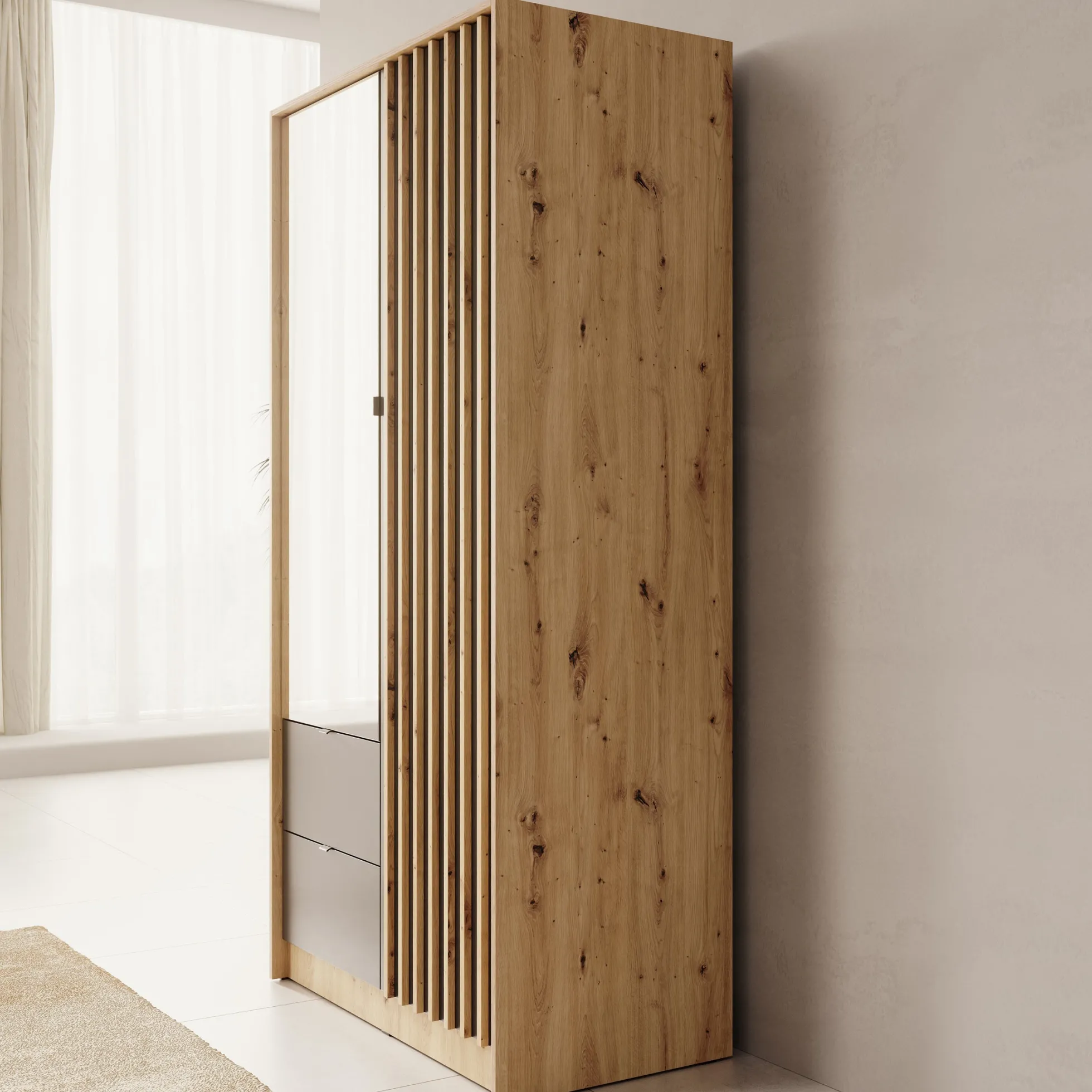 Kavalli - Kledingkast met 2 deuren - Eikenpatroon - 102x55x201 cm