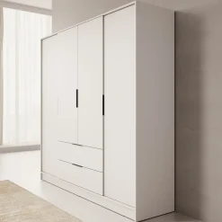 Kellan - Kledingkast 4-deurs - Beige - 206x51x200 cm