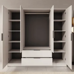 Kellan - Kledingkast 4-deurs - Beige - 206x51x200 cm