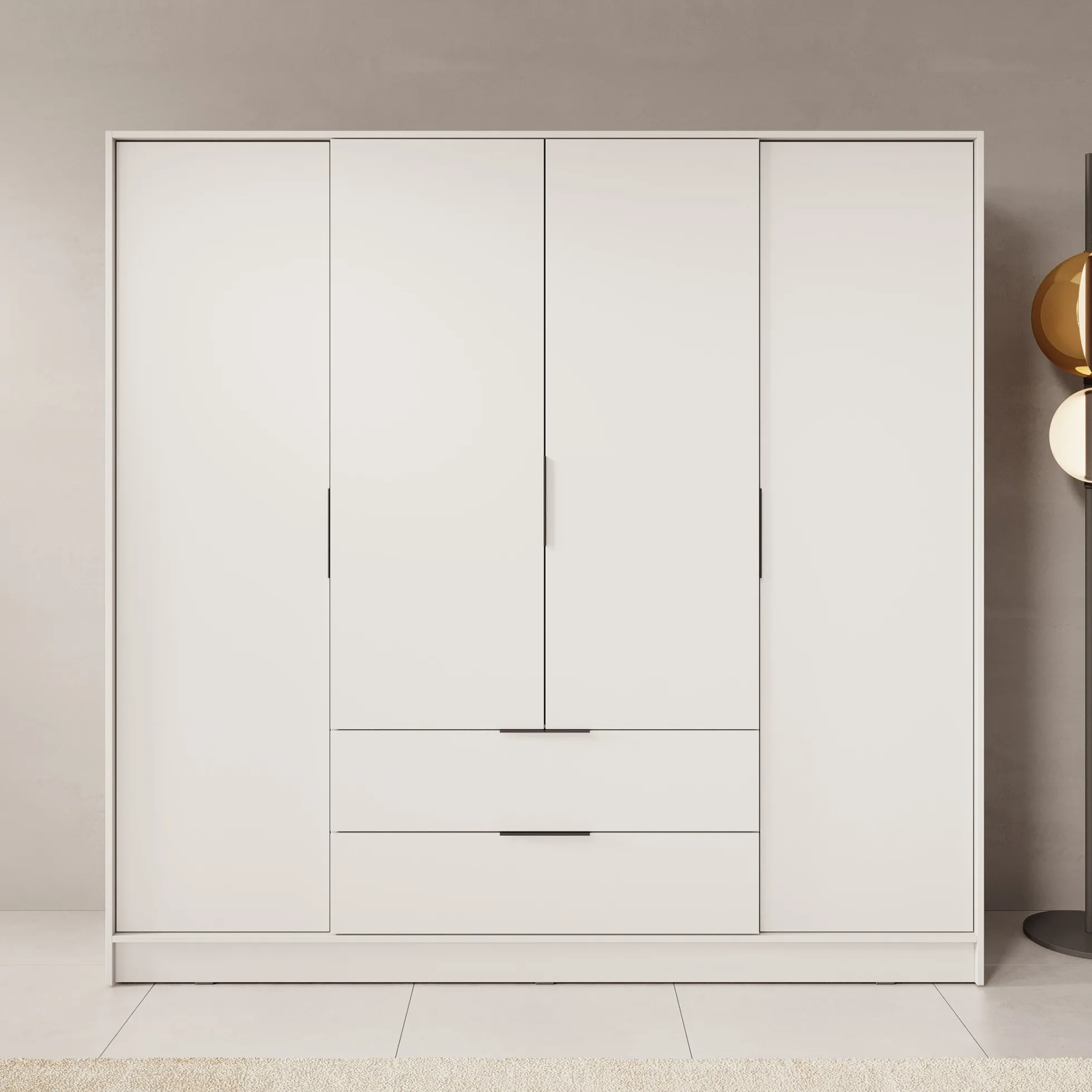 Kellan - Kledingkast 4-deurs - Beige - 206x51x200 cm
