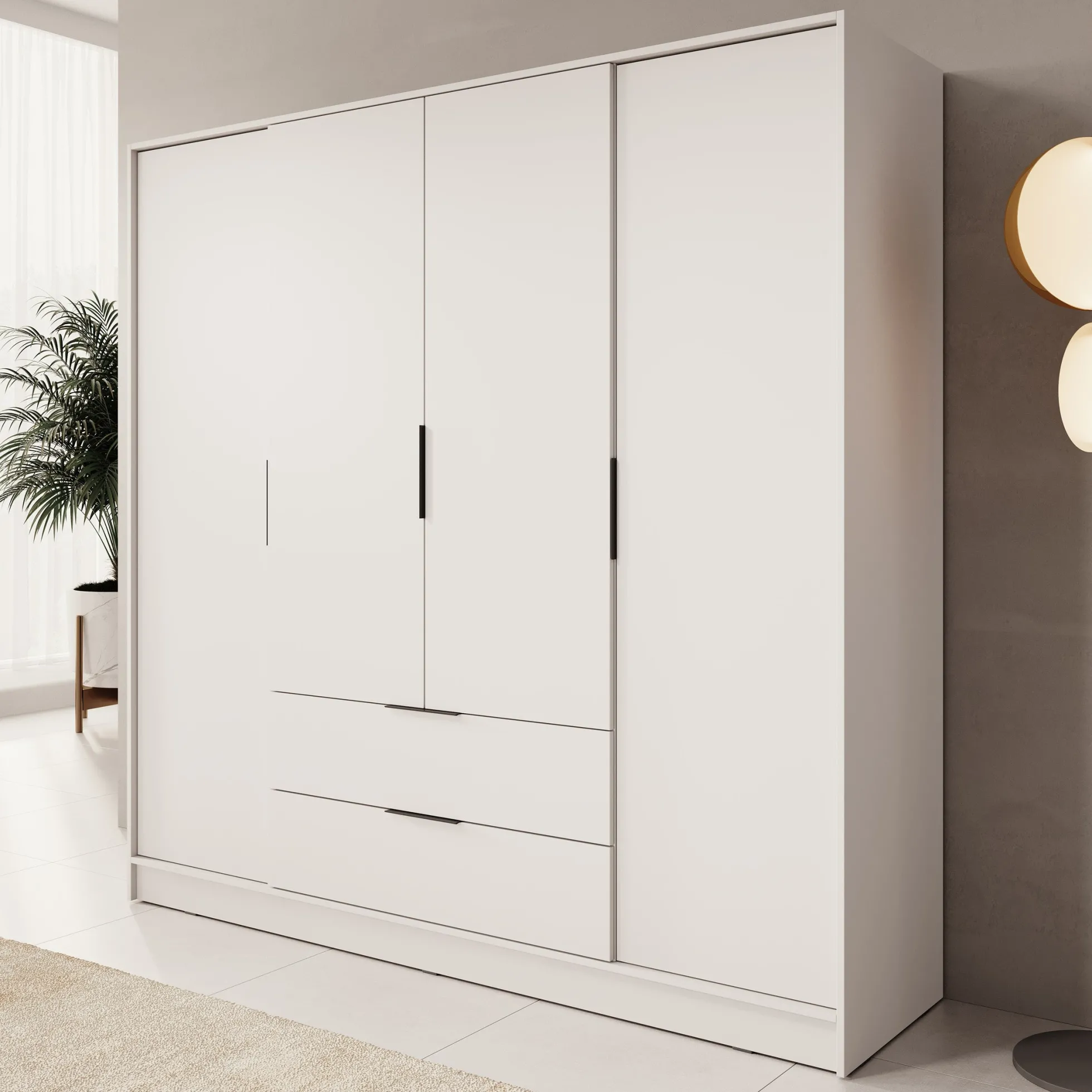 Kellan - Kledingkast 4-deurs - Beige - 206x51x200 cm