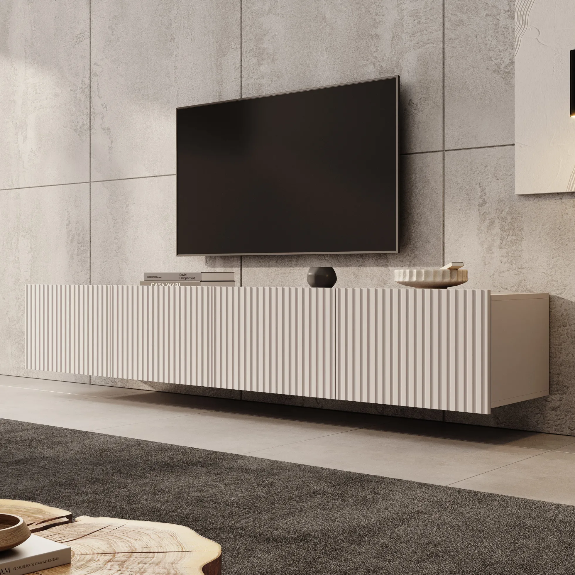 Kenderes - TV-Meubel - Beige - 200x41x38 cm