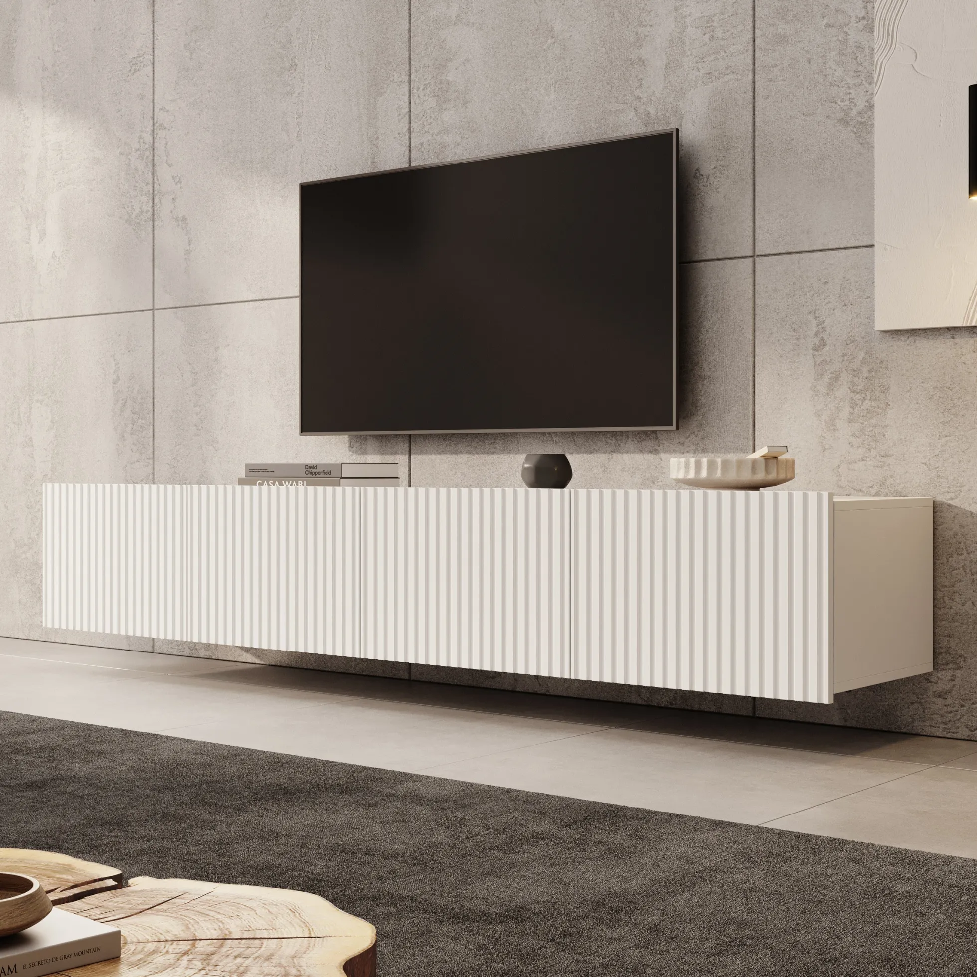 Kenderes - TV-Meubel - Wit - 200x41x38 cm
