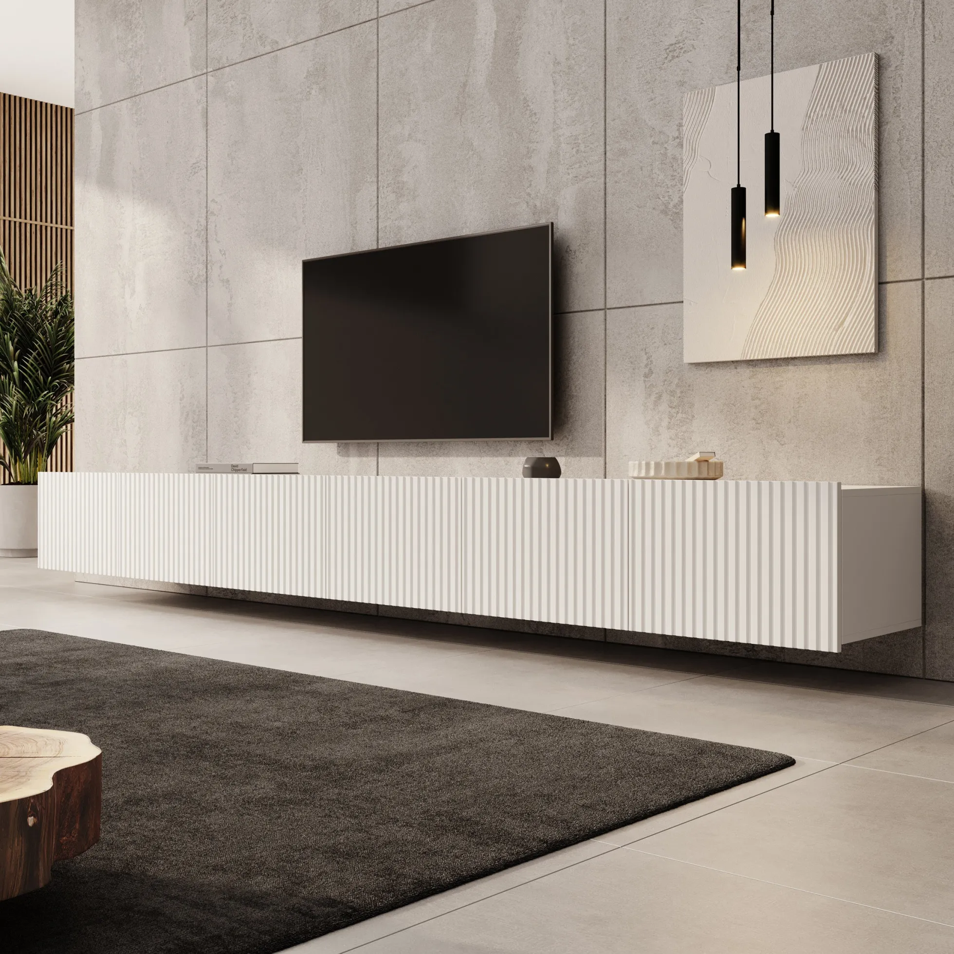 Kenderes - TV-Meubel - Wit - 300x41x38 cm