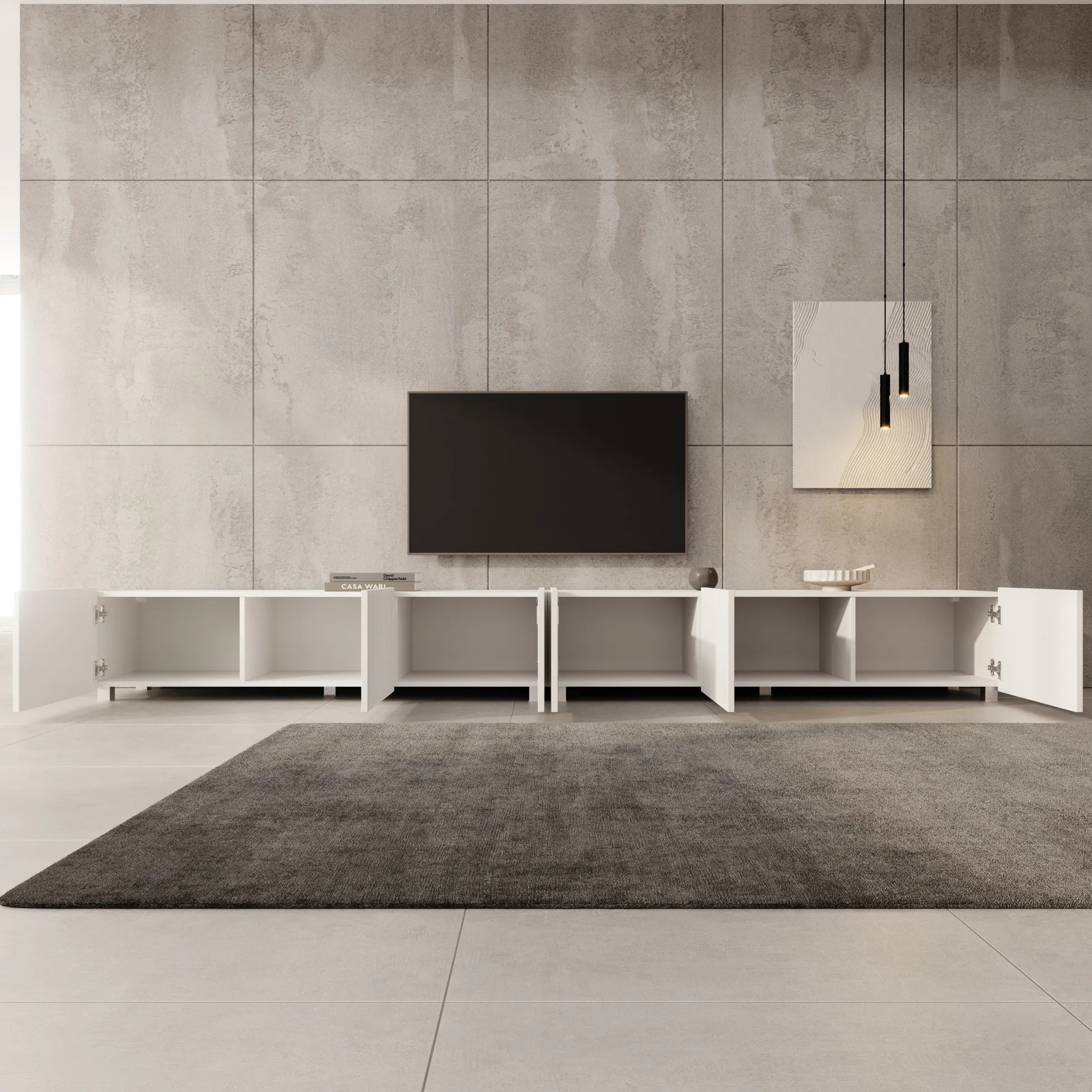 Kenderes - TV-Meubel - Wit - 300x41x38 cm