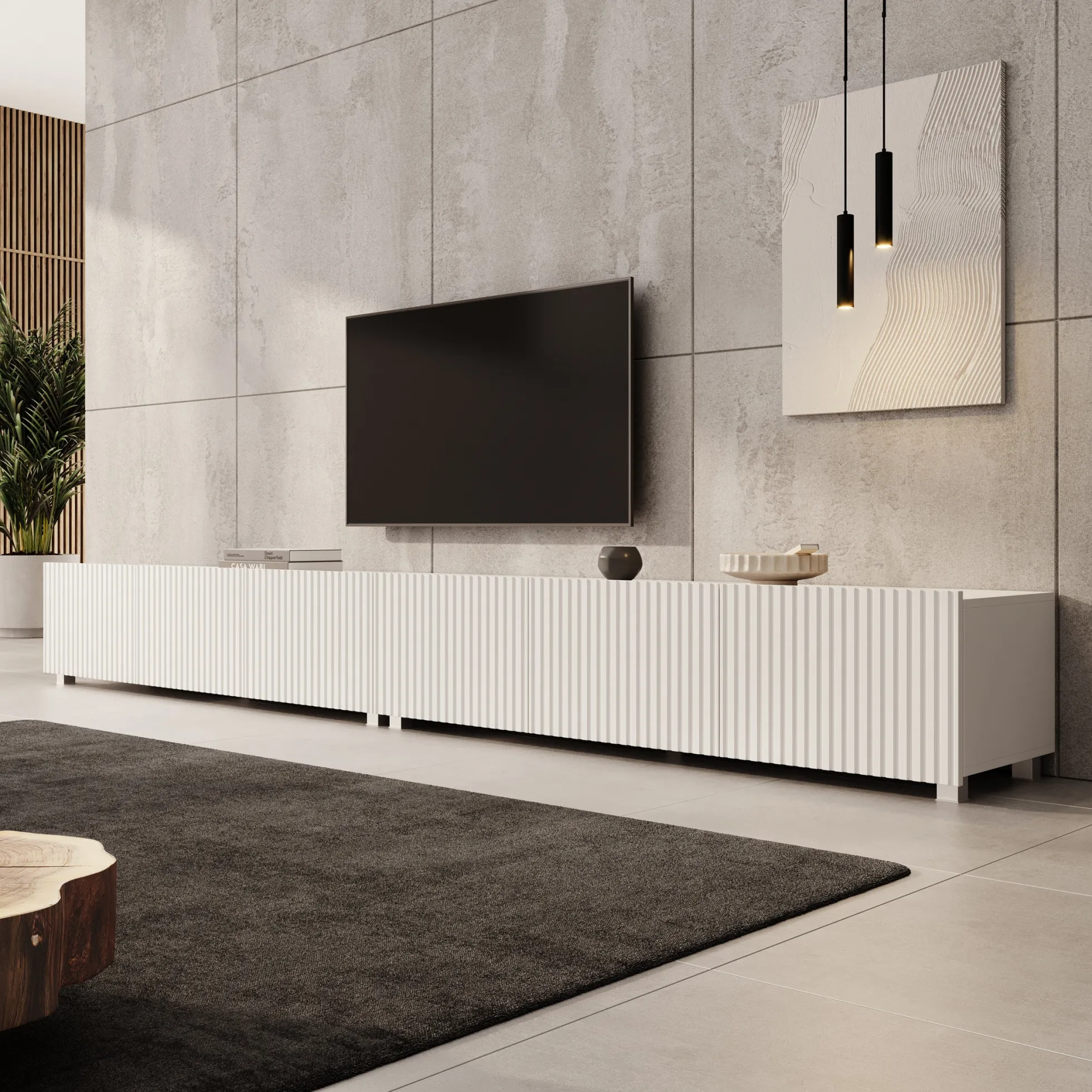 Kenderes - TV-Meubel - Wit - 300x41x38 cm