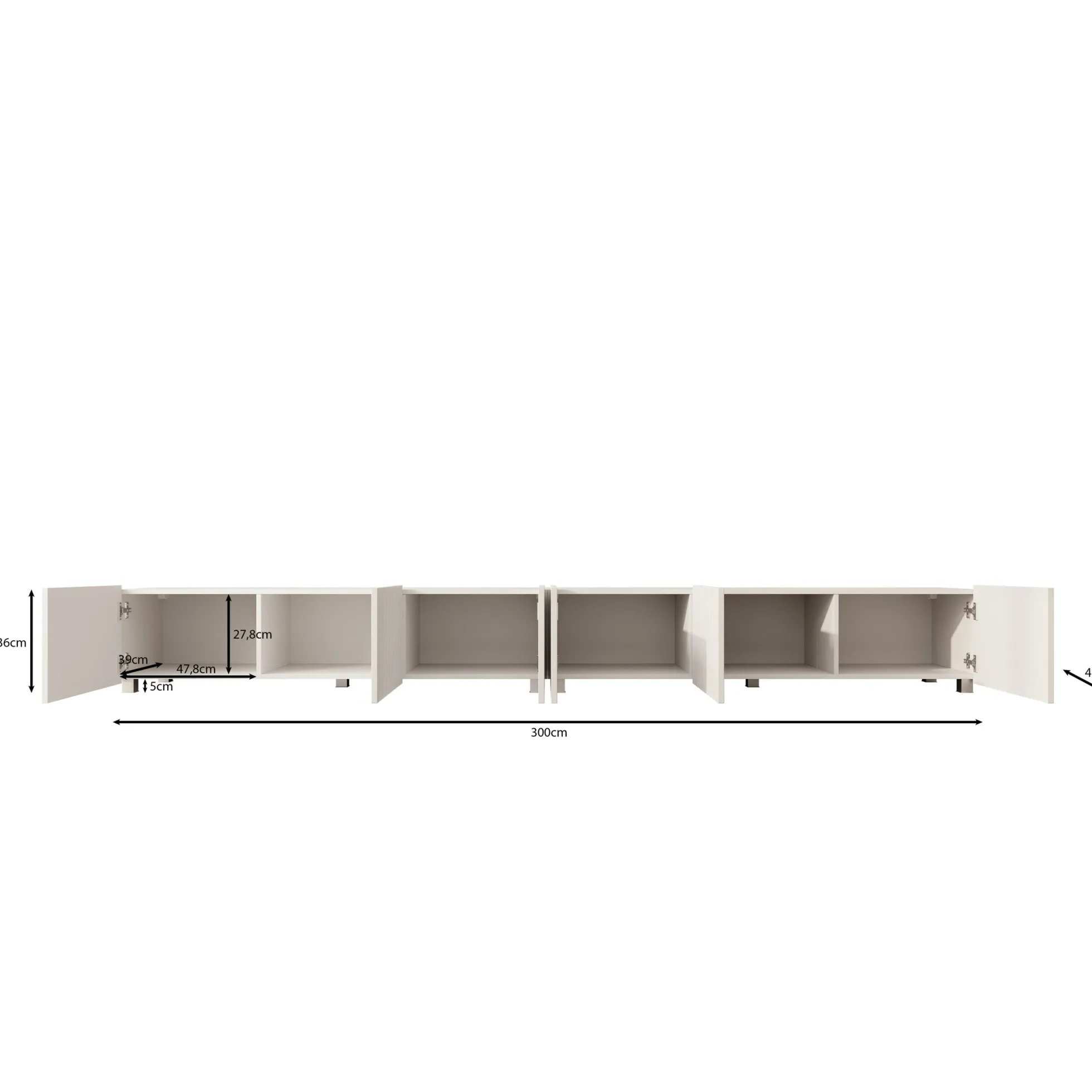 Kenderes - TV-Meubel - Wit - 300x41x38 cm