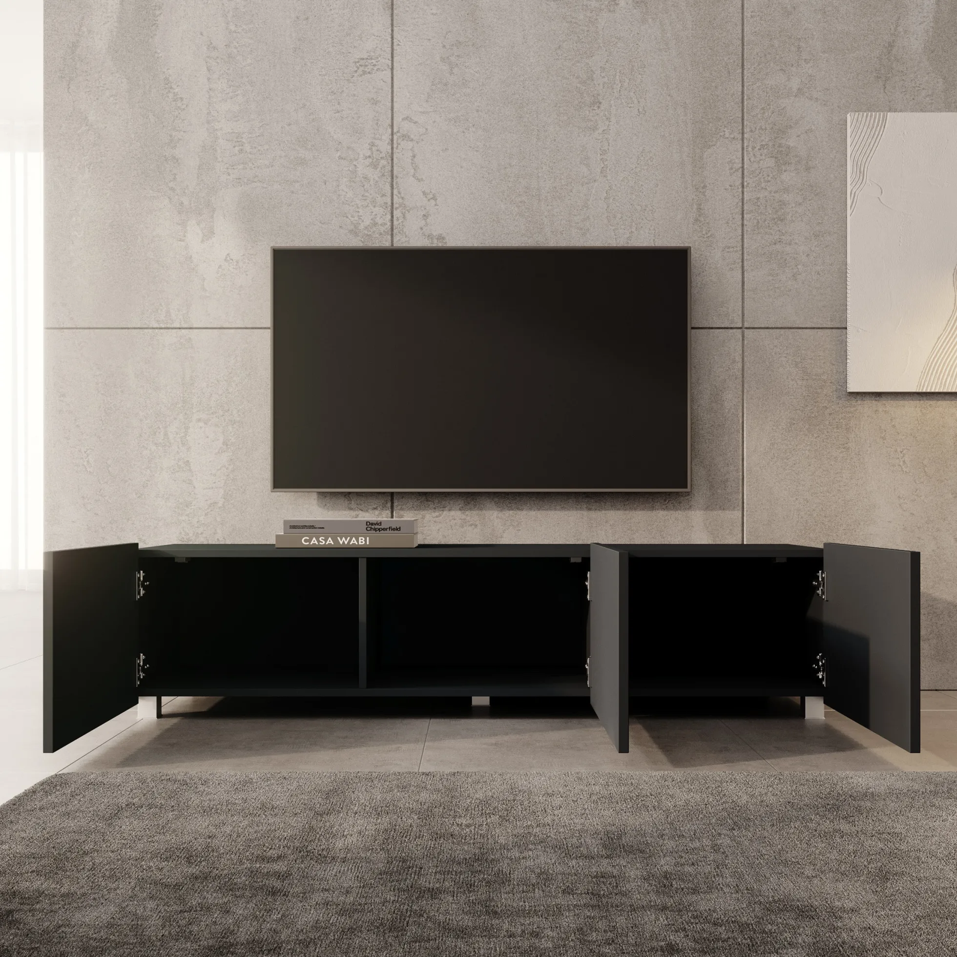 Kenderes - TV-Meubel - Zwart - 150x41x38 cm