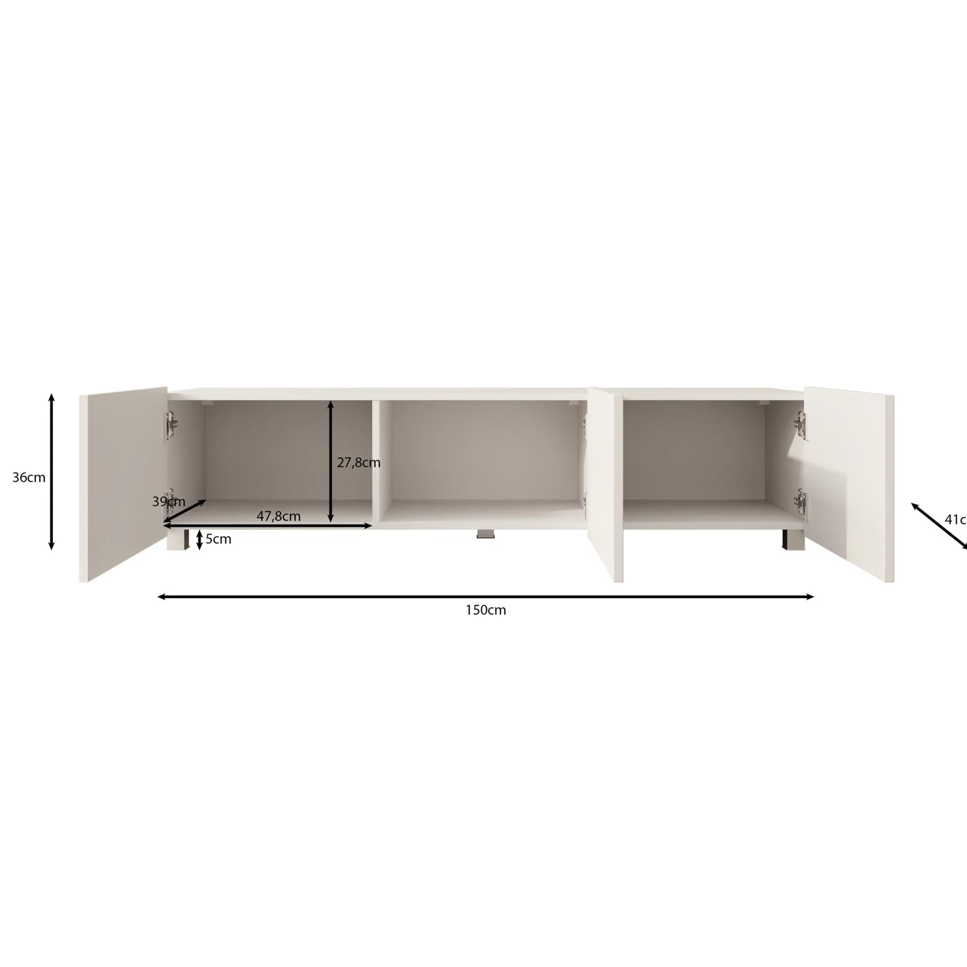 Kenderes - TV-Meubel - Zwart - 150x41x38 cm