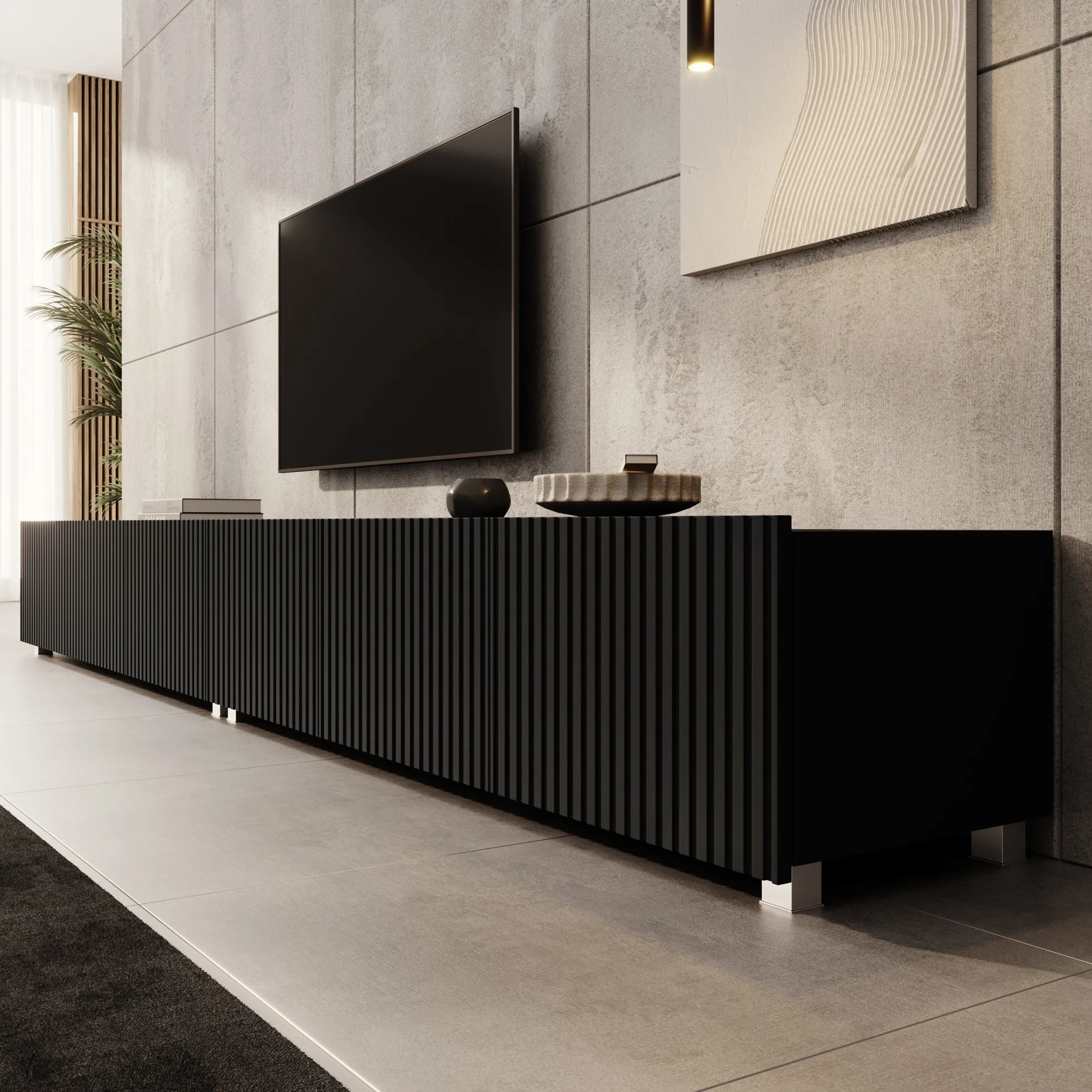 Kenderes - TV-Meubel - Zwart - 300x41x38 cm