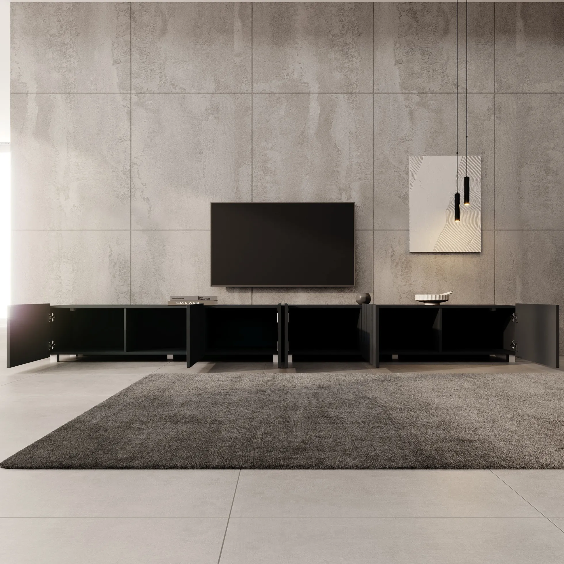 Kenderes - TV-Meubel - Zwart - 300x41x38 cm