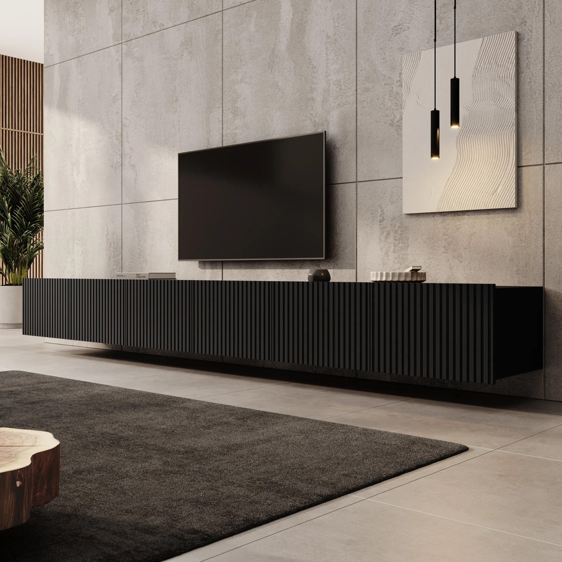 Kenderes - TV-Meubel - Zwart - 300x41x38 cm