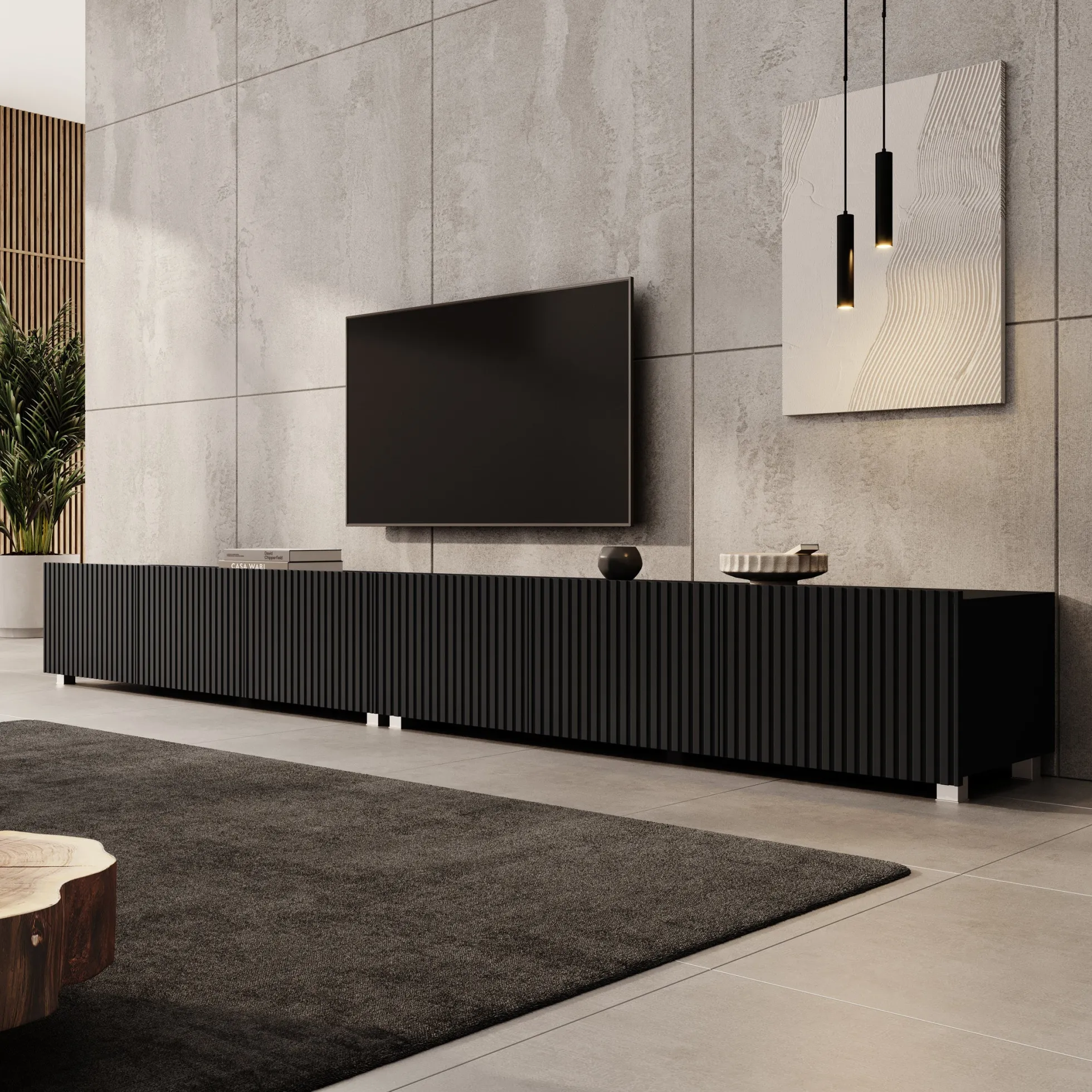 Kenderes - TV-Meubel - Zwart - 300x41x38 cm