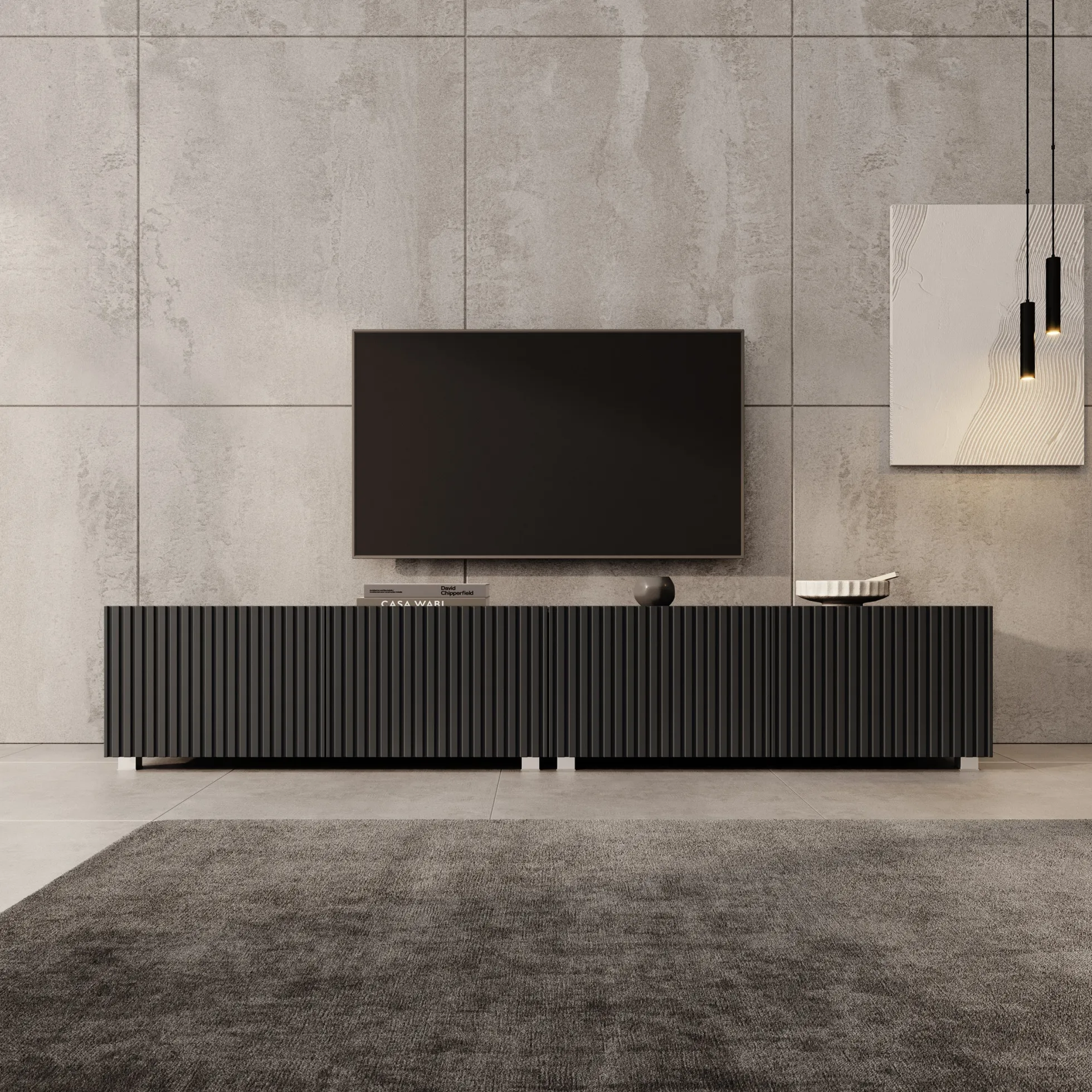 Kenderes - TV-Meubel - Zwart - 200x41x38 cm