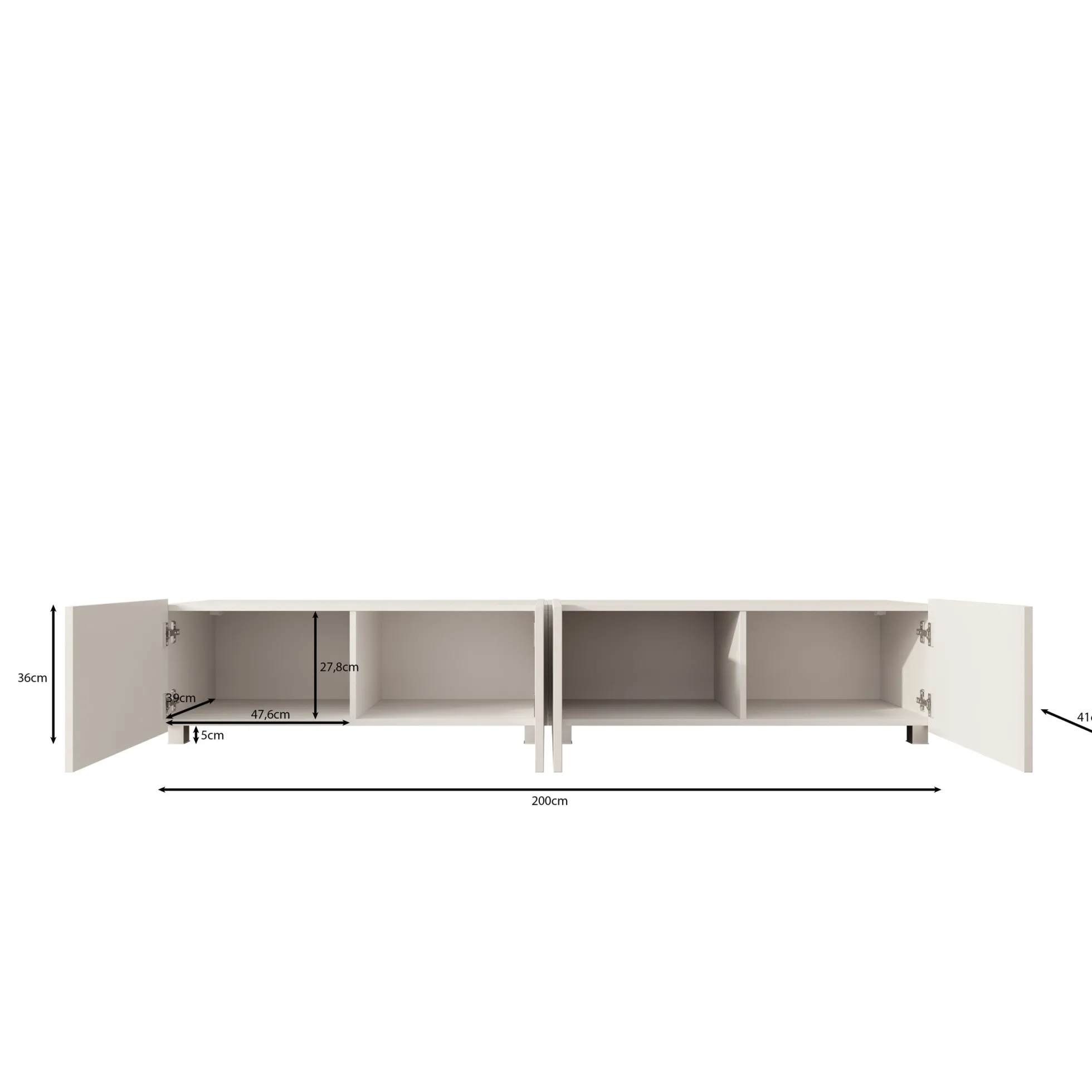 Kenderes - TV-Meubel - Zwart - 200x41x38 cm