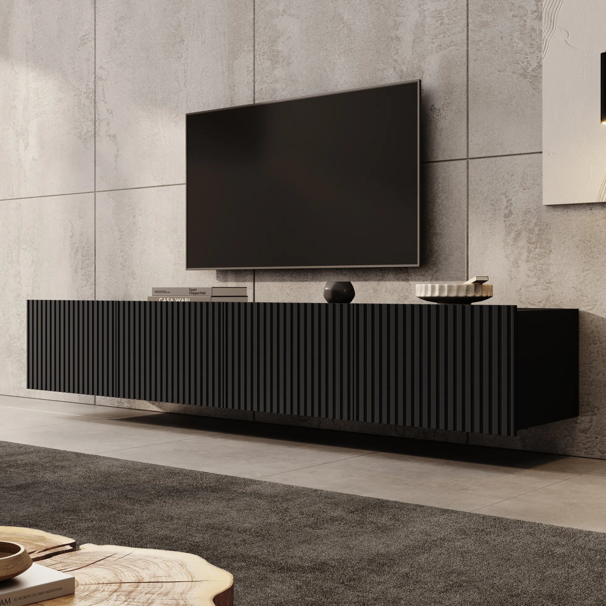 Kenderes - TV-Meubel - Zwart - 200x41x38 cm