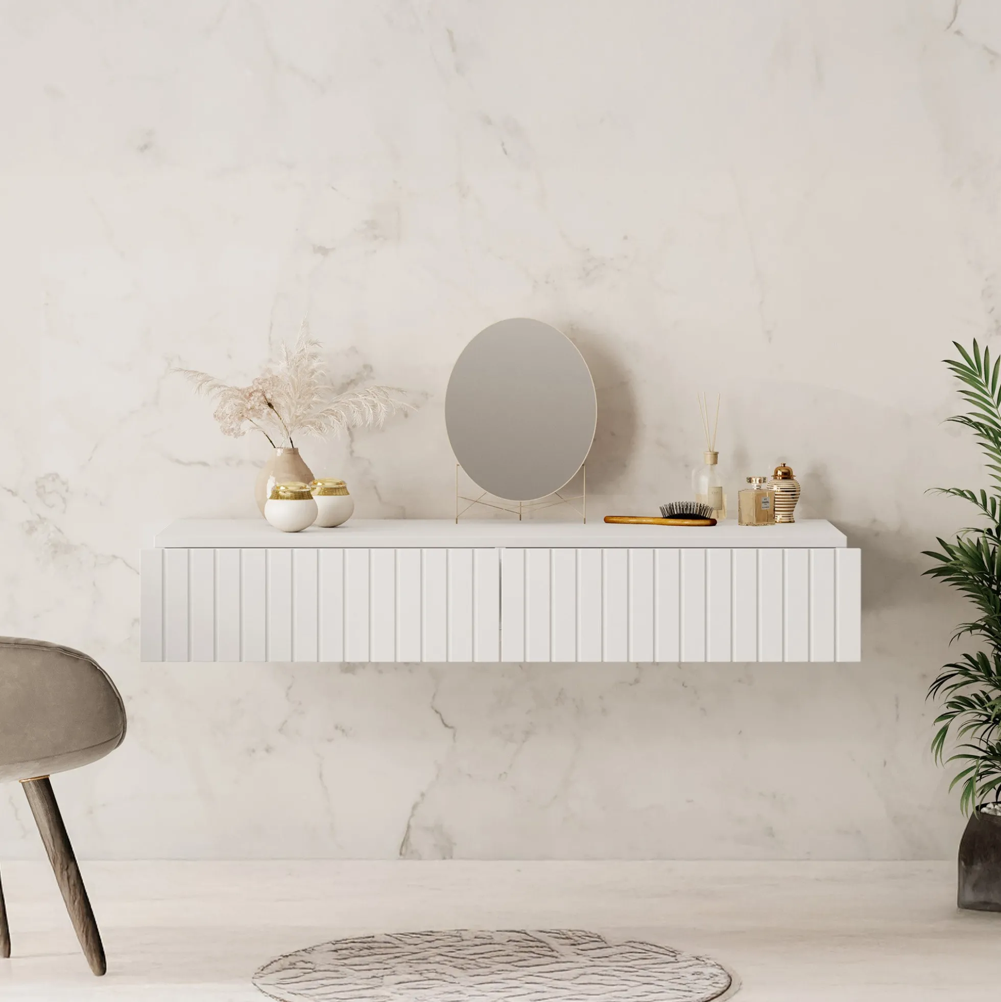 King - Kaptafel - Wit - 100x41 cm