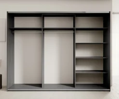 Kledingkast Gina - Antraciet eiken - 270 cm