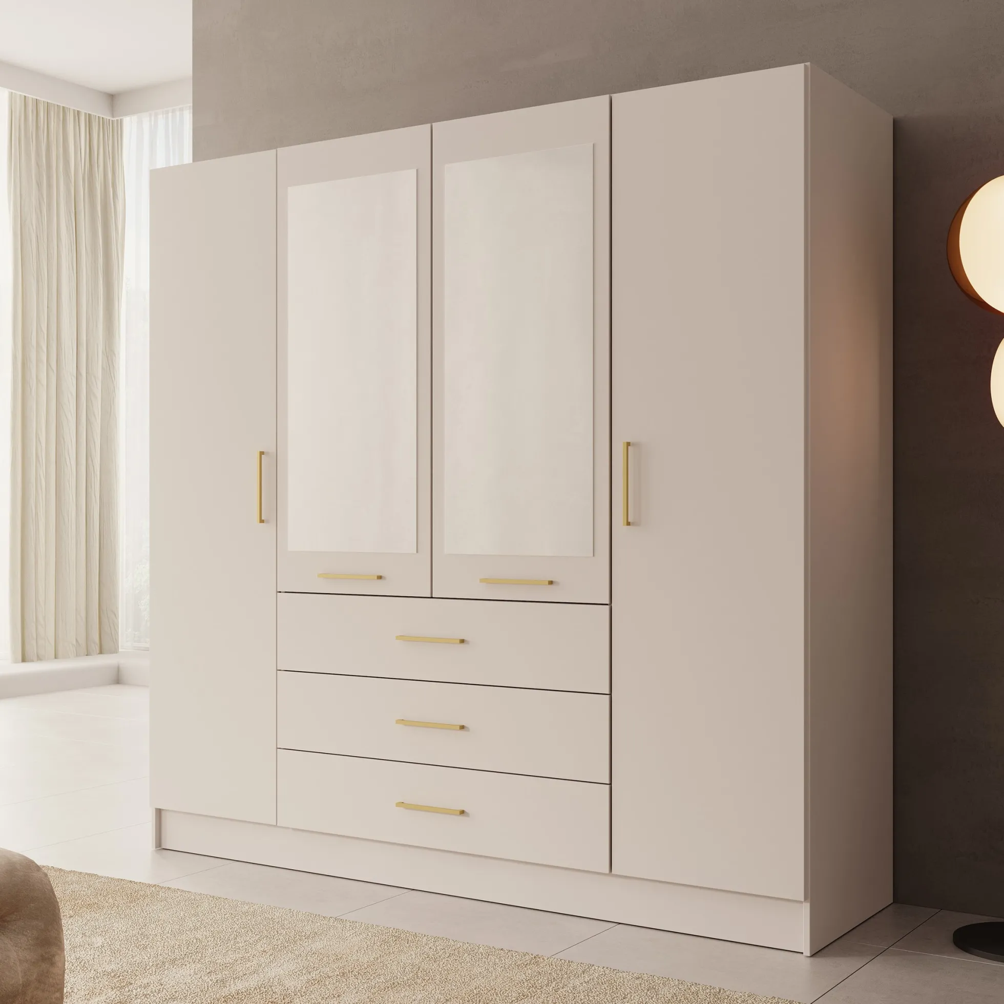 Komodo - Kledingkast met 4 deuren - Beige - 200x61x201 cm