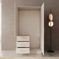 Komodo - Kledingkast met 2 deuren - Beige - 101x61x201 cm