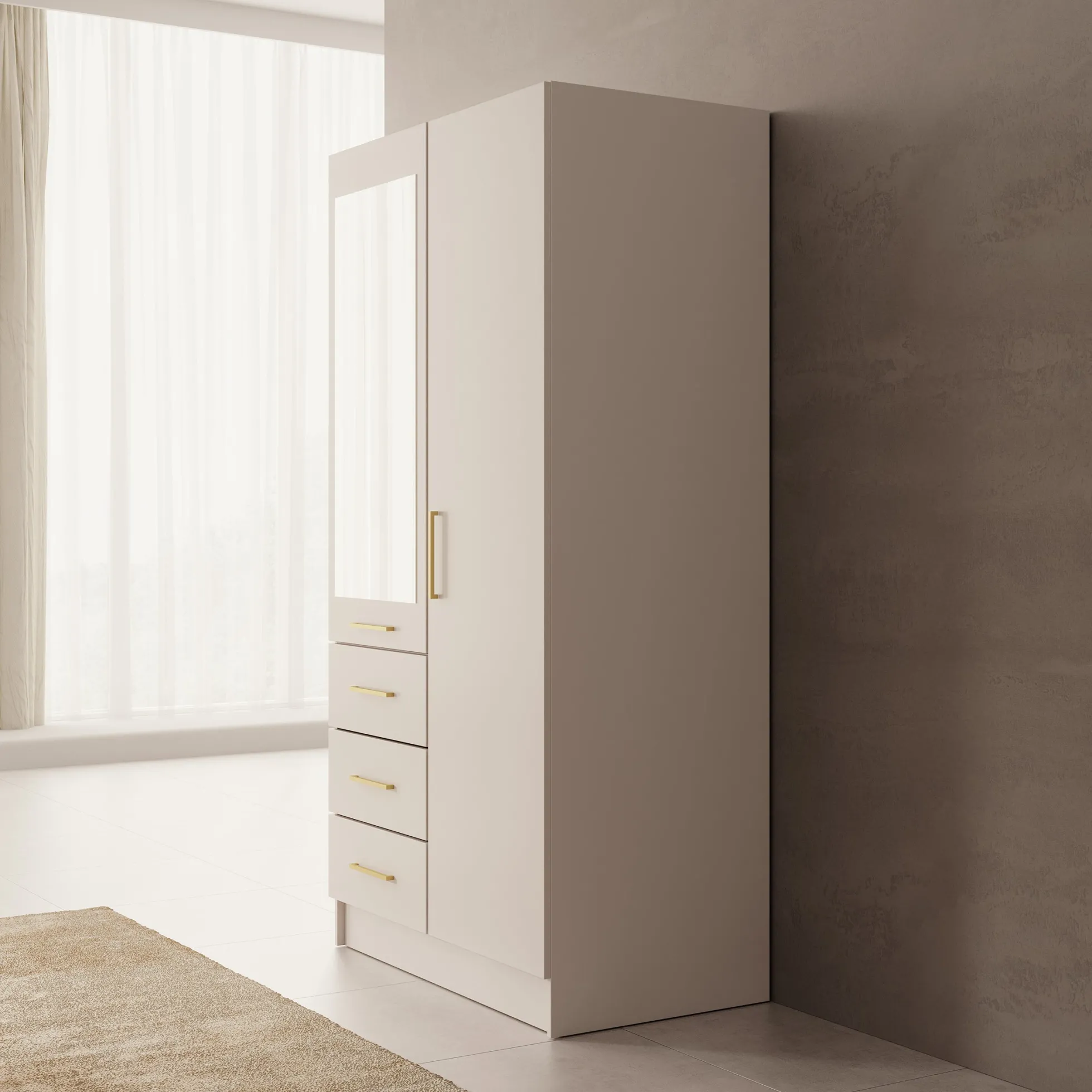 Komodo - Kledingkast met 2 deuren - Beige - 101x61x201 cm