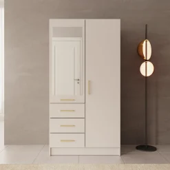 Komodo - Kledingkast met 2 deuren - Beige - 101x61x201 cm