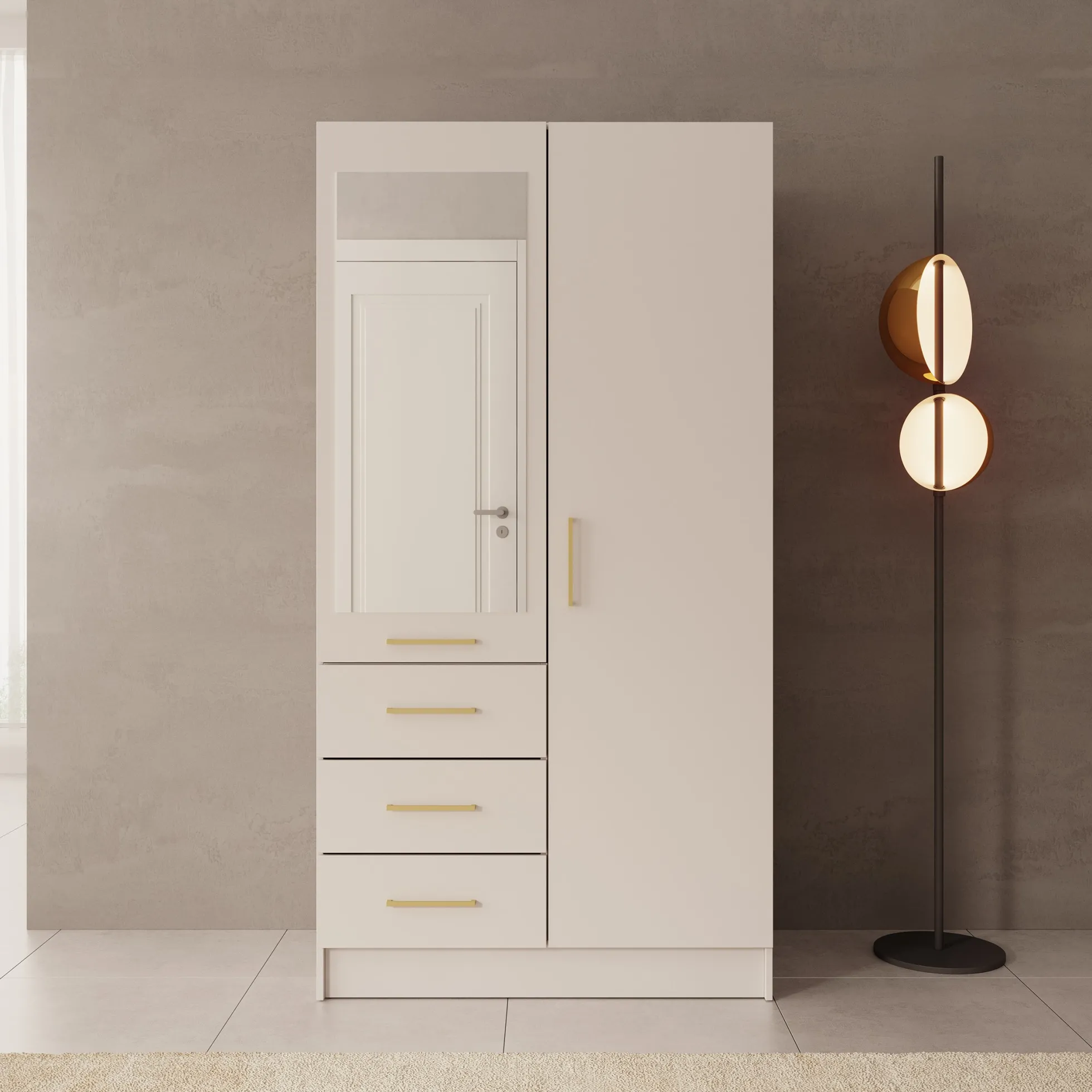 Komodo - Kledingkast met 2 deuren - Beige - 101x61x201 cm