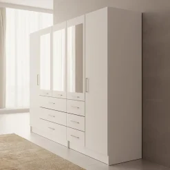 Komodo - Kledingkast met 5 deuren - Wit - 250x61x201 cm