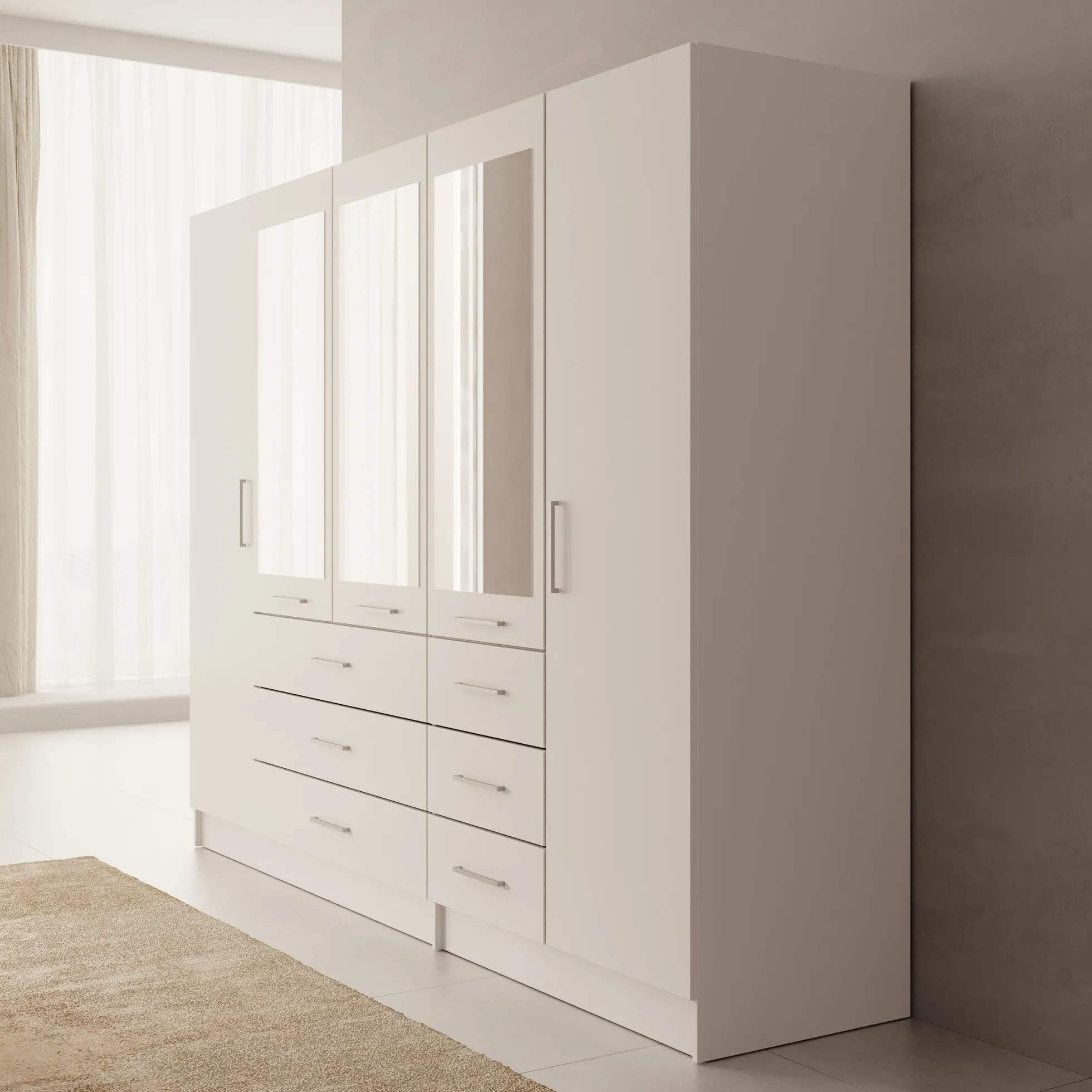 Komodo - Kledingkast met 5 deuren - Wit - 250x61x201 cm