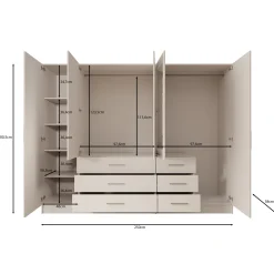 Komodo - Kledingkast met 5 deuren - Wit - 250x61x201 cm