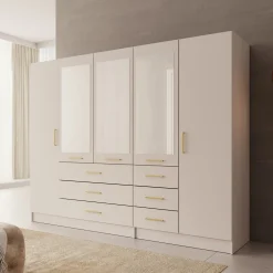 Komodo - Kledingkast met 5 deuren - Beige - 250x61x201 cm