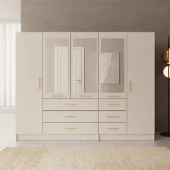 Komodo - Kledingkast met 5 deuren - Beige - 250x61x201 cm
