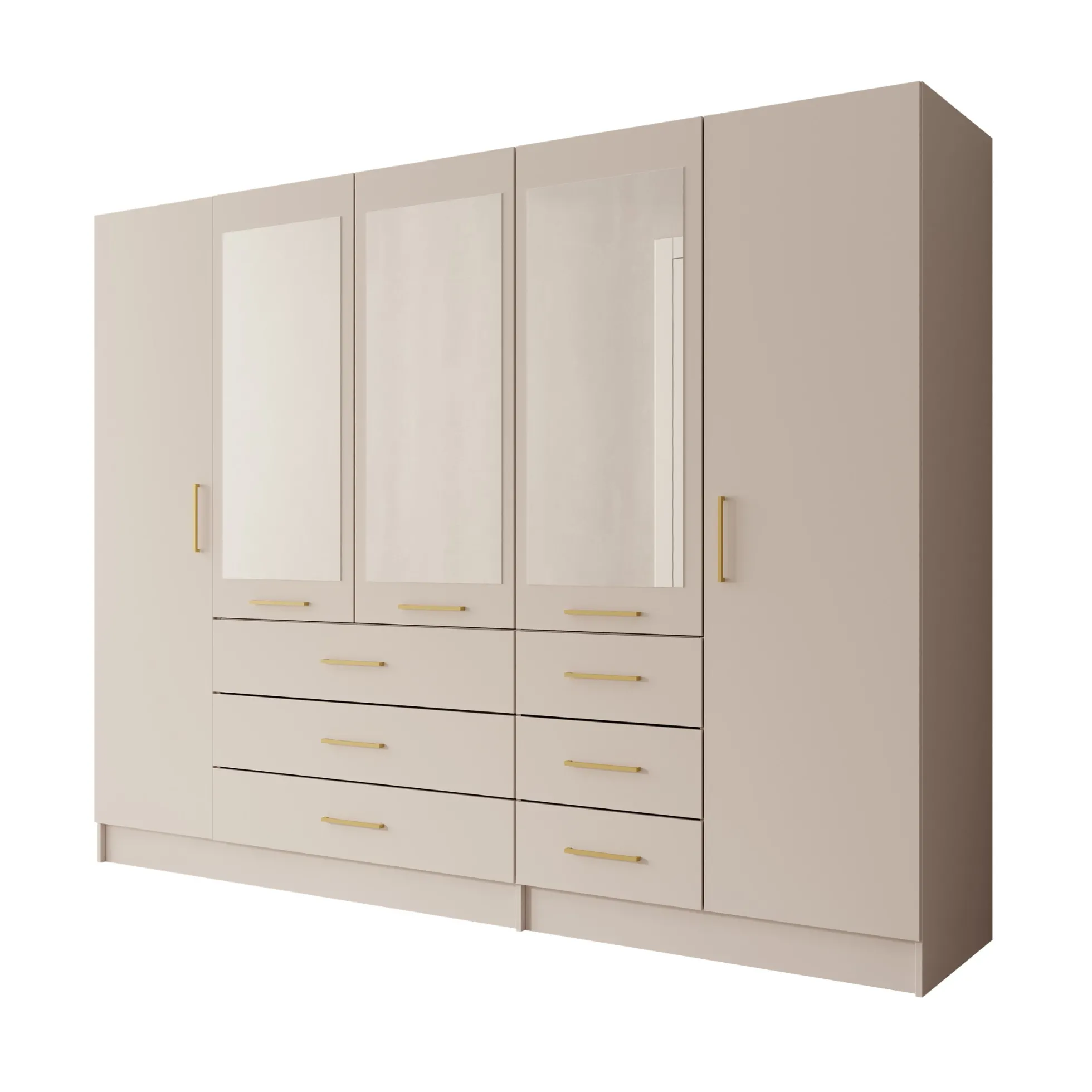 Komodo - Kledingkast met 5 deuren - Beige - 250x61x201 cm