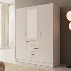 Komodo - Kledingkast met 3 deuren - Beige - 151x61x201 cm
