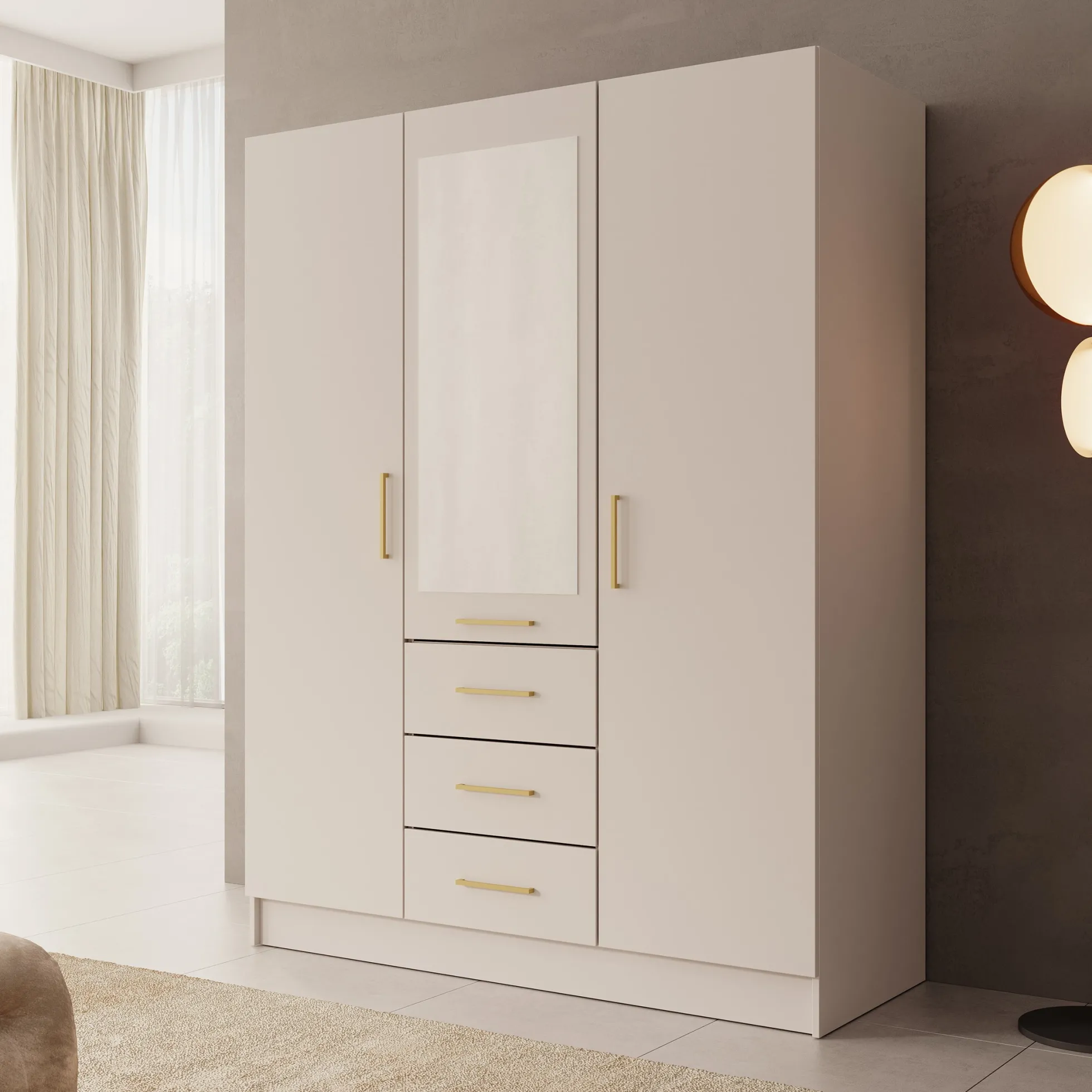 Komodo - Kledingkast met 3 deuren - Beige - 151x61x201 cm